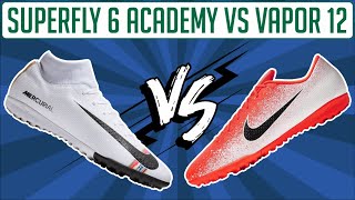 QUAL A MELHOR CHUTEIRA MERCURIAL SUPERFLY 6 ACADEMY TF SOCIETY VS VAPOR 12  ANÁLISE [upl. by Nelyaw]