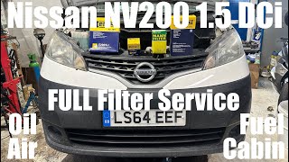 Nissan NV200 15 DCi FULL Filter Service  Oil Air Fuel Cabin  Service Light Reset  K9K 400 [upl. by Wolfie]