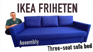 IKEA FRIHETEN Three seat sofa bed Assembly instructions [upl. by Essie]