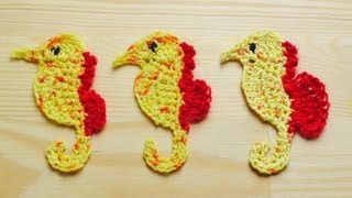 How to crochet a seahorse applique [upl. by Enovaj]