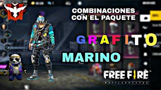 COMBINACIONES CON EL PAQUETE GRAFITO MARINO  FREE FIRE 🇨🇴🇪🇨 [upl. by Notxap]