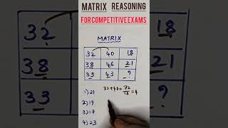 How to solve matrix reasoning in 30 secwith solution For competitive examsDivyasMathsTutorial [upl. by Atelra877]