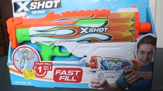 Zuru X Shot Skins Hyperload Blaster Fast Fill Water Gun Review [upl. by Esenej]