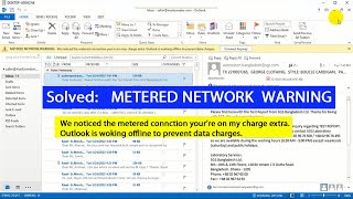 How To Fix Metered Network Warning On Outlook [upl. by Vedi]