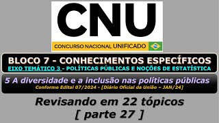 A diversidade e a inclusão nas políticas públicas  CNU  Bloco 7  Eixo Temático 3 [upl. by Ahsirkal]