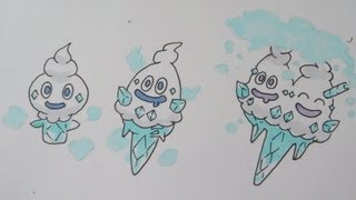 How to draw Pokemon No582 Vanillite No583 Vanillish No584 Vanilluxe [upl. by Klockau27]