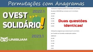 Permutações com Anagramas  Vestibular Solidário UNISUAM unisuam [upl. by Glaab]