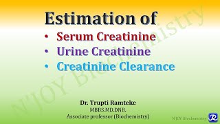 Estimation of serum Creatinine Urine Creatinine Creatinine Clearance  Practical  Biochemistry [upl. by Bloch500]