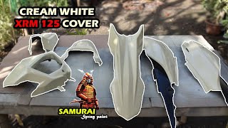 PAANO MAG REPAINT NG XRM 125 FAIRINGS CREAM WHITE SAMURAI SPRAY PAINT  MOTOSPYN [upl. by Publea]