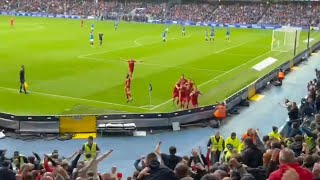 ABSOLUTELY MADNESS Aberdeen players and fans celebrate 02 vs Rangers at Ibrox Park  3092023 [upl. by Lemrac]