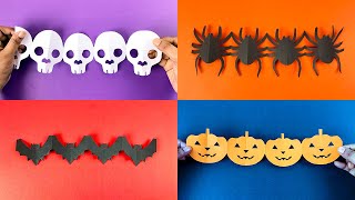 DIY Halloween Paper Garland  Pumpkin Spider Skull Bat  Easy Halloween Paper Crafts [upl. by Leunamnauj]