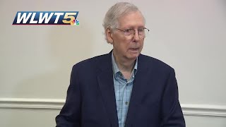 VIDEO Sen Mitch McConnell appears to freeze during media gaggle before being escorted out [upl. by Otsedom]