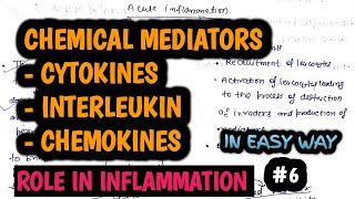 INFLAMMATION Pathology  Chemical Mediators CYTOKINES Interleukins amp Chemokines  Part 6 [upl. by Gilemette]