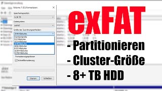 exFAT Partitionieren Windows 10  Problem mit Clustergröße GELÖST SOLVED 128 KB [upl. by Ojoj]