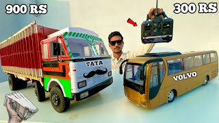 Rc Tata Truck Vs Volvo Bus  Heavy load Test [upl. by Yedorb]