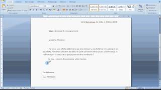 Tuto Mettre en forme une lettre Word 2007 [upl. by Nisen]