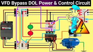 DOL Starter and VFD Inverter Connection with 3 Phase Motor  VFD with DOL Bypass Connection [upl. by Addy]