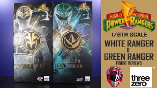 ThreeZero 16th Scale WHITE RANGER amp GREEN RANGER Mighty Morphin Power Rangers MMPR Tommy Review [upl. by Faruq560]