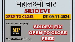 Sridevi Chart Today 09112024 Sridevi Matka Single Open Single jodi 100 Fix Satta Matka Result [upl. by Phylis]