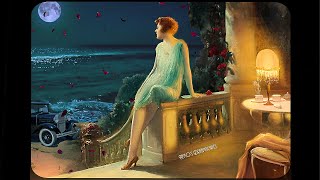 1930s Evening on a Terrace by the ocean w calming waves Oldies playing in another room ASMR v2 [upl. by Ahsiemat]