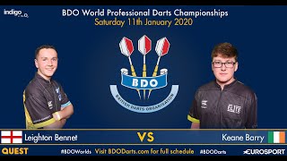 BDO Youth World Darts Championship 2020 Final Leighton Bennett vs Keane Barry Part2 2020 01 11 ENG [upl. by Balsam]