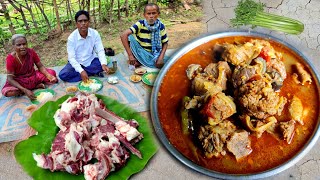 Mutton Curry Recipe and Goat intestine Curry Recipe Village style traditional mutton Recipe [upl. by Nelo]