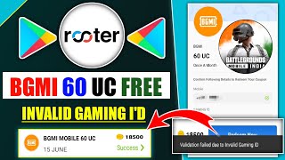 Rooter App Se Bgmi UC Kaise Redeem Kare 2024  Rooter Bgmi UC Redeem Problem  Invalid Gaming Id [upl. by Adam]