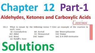 12th solution Aldehyde ketone carboxylic acid chapter12 class12 organic chemistry NCERT part1 [upl. by Simmie553]