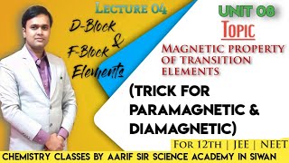 Magneticpropertyoftransitionelementsandtrickfordiamagneticandparamagnetic [upl. by Aelahc290]