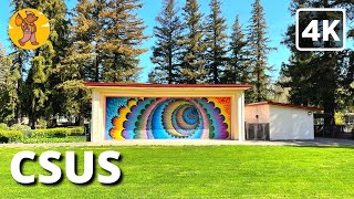 4K CSUS Campus Walking Tour Sacramento State University  🔊 Binaural Sound [upl. by Redienhcs]