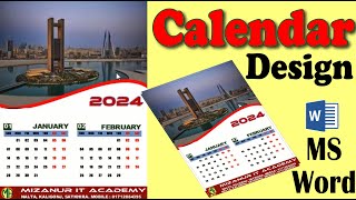 ২০২৪ সালের ক্যালেন্ডার I How to Design a Calendar in MS Word I 2024 Calendar Design in Word [upl. by Elraet]