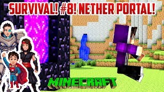 NETHER PORTAL AND PIRATE SHIP HOUSE 3 Noobs Play Minecraft PART 8 [upl. by Cindie]