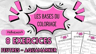 Les bases du coloriage  EXERCICES feutres à eau [upl. by Calvin735]