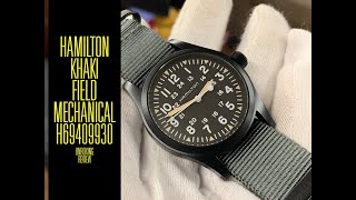 Hamilton Khaki Field Mechanical Black H69409930 Watch  Unboxing e Review  Valjoux Relogios [upl. by Santoro]