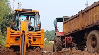 JCB 3DX JCB 4×4 खेत में से मिट्टी भरने का काम ट्रैक्टर लोड [upl. by Eneloj]