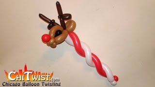 Reindeer Candycane Christmas Balloon  ChiTwist Chicago Balloon Twisting [upl. by Alethia563]