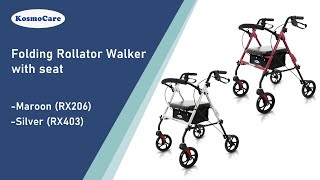 KosmoCare Rollator Walker  MaroonSilver  Features RX206RX403 [upl. by Nessa]