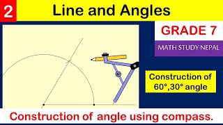 How to draw 60 degree angle using compass Class 7  Line and Angles  Math Study Nepal [upl. by Maidie]