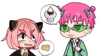 Anya meeting Saiki  Spy x Family × The Disastrous life of Saiki K  Gacha Club  ft Yor Forger [upl. by Ahsenak]