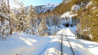 ★ 4K 🇨🇭Cab ride Bergün  Preda  Bergün Schweiz Schlittelzug 012020 [upl. by Ordnasil]