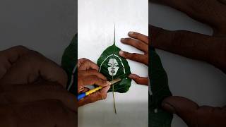 Badgalriri  Rihanna  On Leaf Carving Art  Leaf Art singer shorts short youtubeshorts [upl. by Fonz]