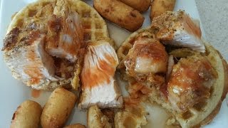 Air Fryer Chicken and Waffles Cooks Essential Airfryer Hush Puppies [upl. by Rotow768]