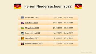 Ferien Niedersachsen 2022 [upl. by Laureen]