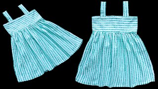 How To Cut And Stitch Baby Girl Frock With Strips  Baby Frock Cutting And Stitching [upl. by Rahm]