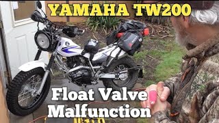 Yamaha TW200 Carburetor Float Major Malfunction [upl. by Atikat]