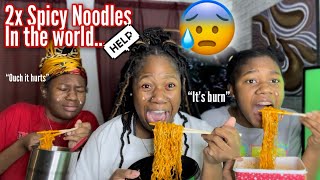 EATING 2x SPICY NOODLES Challenge 🥵😱 [upl. by Willis]