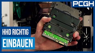 Interne PCFestplatte HDD einbauen  PCGH baut einen PC  Teil 8 [upl. by Einna]