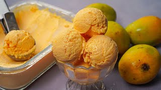 Homemade Mango Ice Cream Recipe Without Condensed Milk  Mango Ice Cream Recipe  Yummy [upl. by Brag]