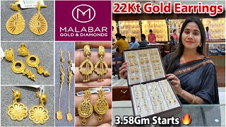 Malabar Gold Earrings Collections 358Gm Starts🔥Malabar Gold Earrings Designs Gold Earrings 2024 [upl. by Carny]