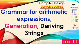 L11 Grammar for arithmetic expressions Generation Deriving Strings  Compiler Design Lectures [upl. by Langley]